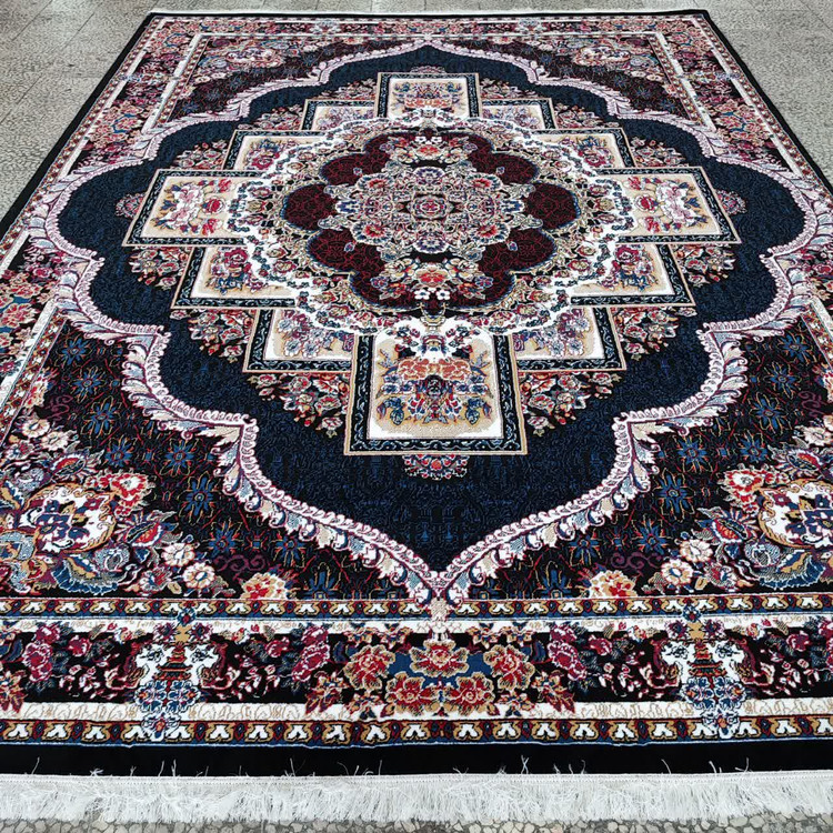 فرش 500 شانه تراکم 1500 طرح ناردون سورمه ای (ارسال رایگان)
