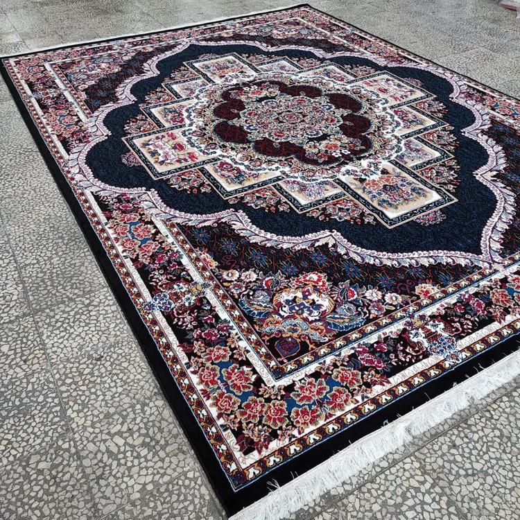 فرش 500 شانه تراکم 1500 طرح ناردون سورمه ای (ارسال رایگان)