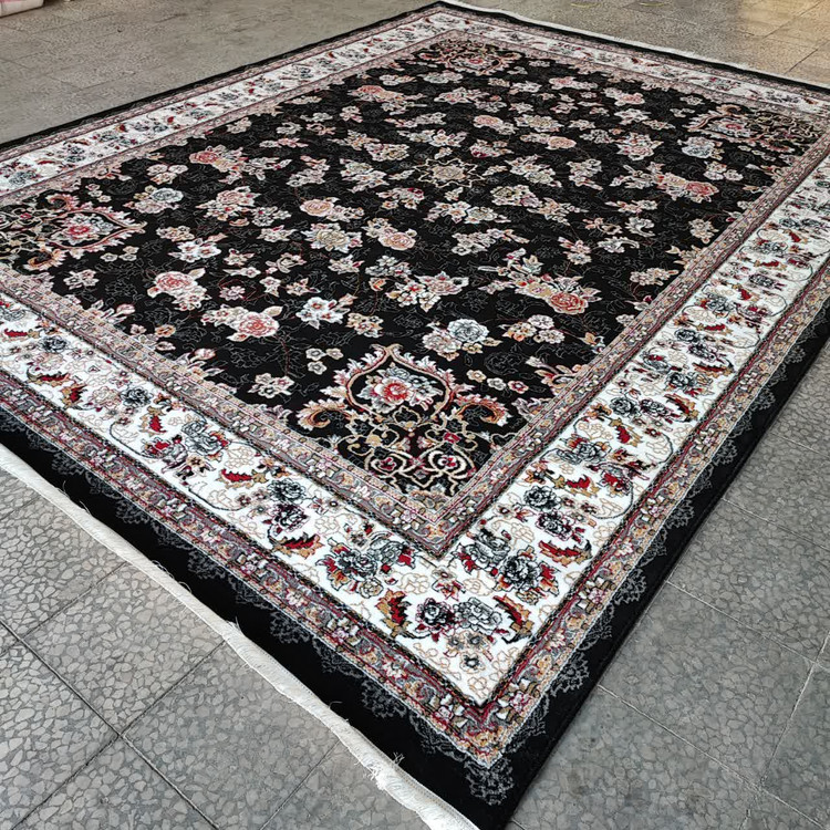 فرش 500 شانه تراکم 1500 طرح گیلدا مشکی(+فیلم کیفیت فرش)
